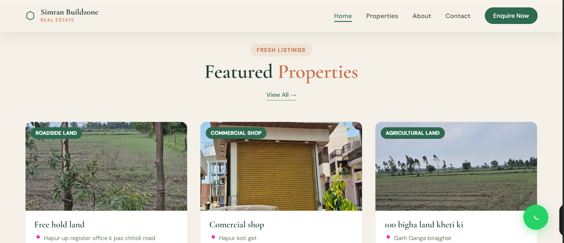 Simran Buildzone property listings page